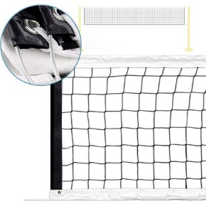 PROGOAL Replacement Professional Sports Volleyball Net with High Strength Cable & Two Side Tape Reinforcement Dowels，4 Inch Square Mesh Heavy-Duty Net for Indoor Outdoor（Standard 3'H x 32'L）