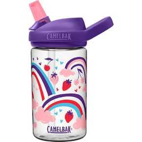 CamelBak eddy+ 14oz Kids Water Bottle with Tritan Renew – Straw Top, Leak-Proof When Closed, Berry Rainbow