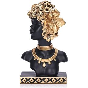 African American Woman Bust Statue, Vintage African Figurines and Sculptures, Elegant Art Decor for Home and Office, Ornamental Accent for Living Room, Bookshelf – Perfect Housewarming Gift