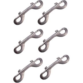 Derby Originals Set of 6 Heavy Duty Nickel Plated 4" Double Ended Bolt Snaps - Designed for Agricultural, Equine, Home, & Garage Use