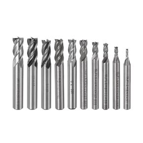 uxcell Carbide End Mills Sets 4-Flute 2mm 3mm 4mm 5mm 6mm 7mm 8mm 9mm 10mm 12mm High-Speed Steel CNC Milling Cutter Bits Tool for Aluminum Steel Cutting Metalworking