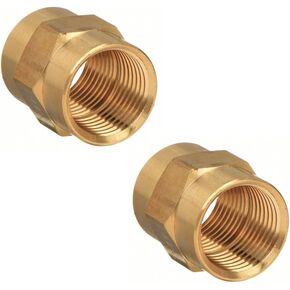 Brass Coupler, 1/4" Female x 1/4" Female NPT, (2 Pack)