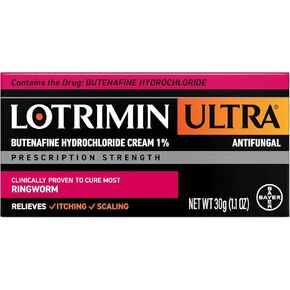 Lotrimin Ultra Ringworm Cream Butenafine Hydrochloride Cream 1% - Clinically Proven Effective Antifungal Cream Treatment of Most Ringworm, 1.1 Ounce (30 Grams)