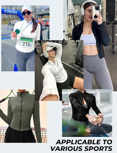 AURUZA Womens Workout Jackets, Lightweight Zip Up Athletic Jacket for Women Cropped Workout Gym Running Tops With Thumb Holes in Saudi Arabia