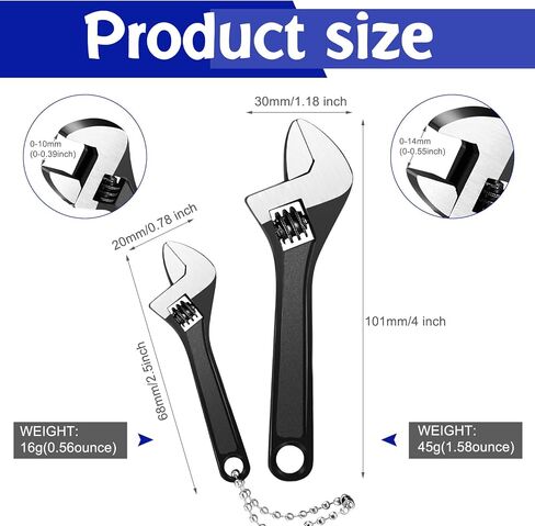 Chumia Adjustable 2.5 Inch Carbon Steel Wrench, Black, 3 Pieces in Saudi Arabia