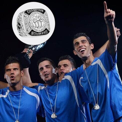 6 Pack Football Ring Football Champion Rings Size 11 Football Champion Trophy Rings Sport Award Gift with Display Stand Box and Neck Chain for Football Tournament League Winner in Kuwait