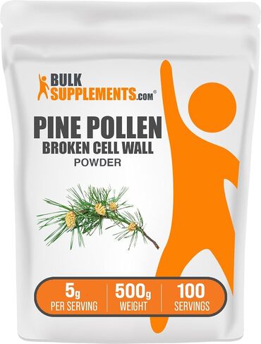 BulkSupplements.com Pine Pollen Powder - Broken Cell Wall, Pine Pollen Supplement, Herbal Supplement - Gluten Free, 5g per Serving, 250g (8.8 oz) (Pack of 1) in Saudi Arabia