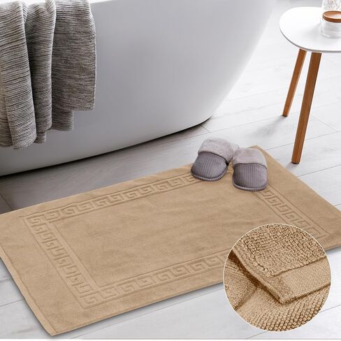 6 Pcs Polyester Cotton Bath Mat Bathroom Floor Towel Hotel Spa Shower Bathtub Bathroom Rug Absorbent Bath Rugs for Home Decoration Housewarming Gift, 22''x35'' (Black) in Saudi Arabia
