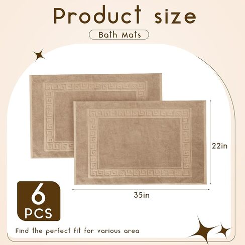 6 Pcs Polyester Cotton Bath Mat Bathroom Floor Towel Hotel Spa Shower Bathtub Bathroom Rug Absorbent Bath Rugs for Home Decoration Housewarming Gift, 22''x35'' (Black) in Saudi Arabia