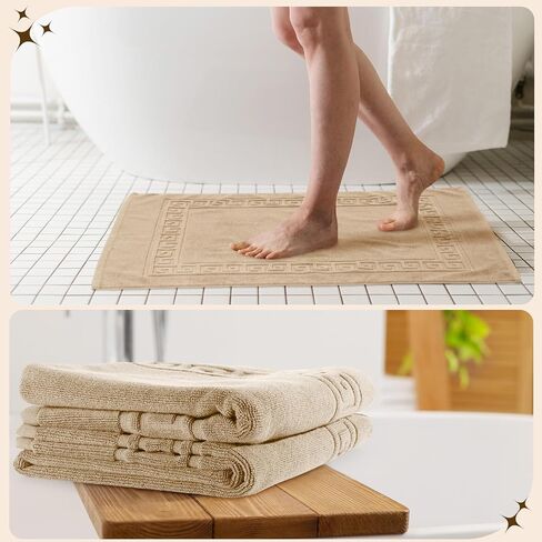 6 Pcs Polyester Cotton Bath Mat Bathroom Floor Towel Hotel Spa Shower Bathtub Bathroom Rug Absorbent Bath Rugs for Home Decoration Housewarming Gift, 22''x35'' (Black) in Saudi Arabia