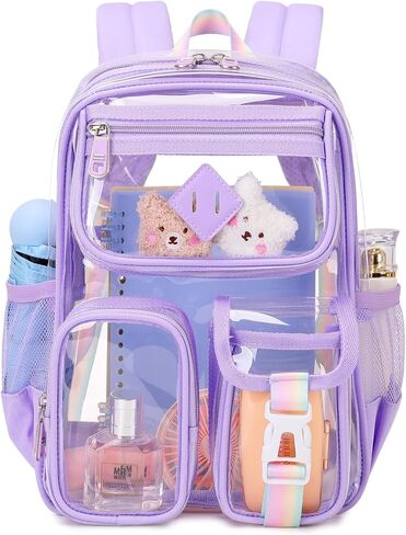 Clear Backpack for Stadium Events 12×12×6 in Mini Clear Bag Transparent School Bookbag for Kids Girls Boys Women with Thicken Shoulder Straps for Concert, Sporting Events, School, Festival,Black in Saudi Arabia
