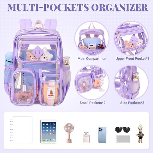 Clear Backpack for Stadium Events 12×12×6 in Mini Clear Bag Transparent School Bookbag for Kids Girls Boys Women with Thicken Shoulder Straps for Concert, Sporting Events, School, Festival,Black in Saudi Arabia