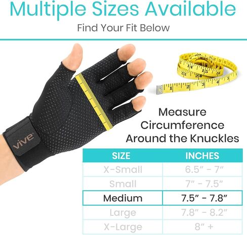 Vive Copper Arthritis Gloves - Fingerless Hand Compression - Open Finger Pain Relief for Carpal Tunnel, Rheumatoid, Osteoarthritis - Computer Typing Wrist, Joint and Tendon Support for Women, Men in Saudi Arabia