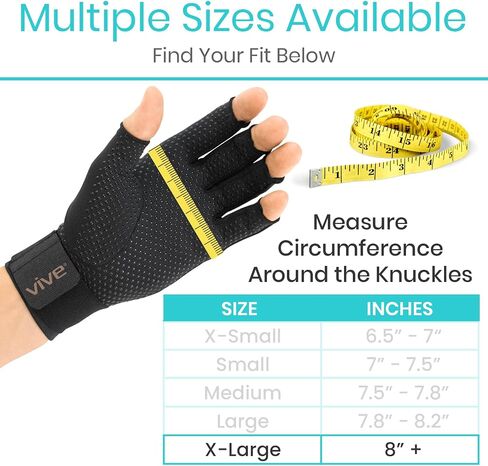 Vive Copper Arthritis Gloves - Fingerless Hand Compression - Open Finger Pain Relief for Carpal Tunnel, Rheumatoid, Osteoarthritis - Computer Typing Wrist, Joint and Tendon Support for Women, Men in Saudi Arabia