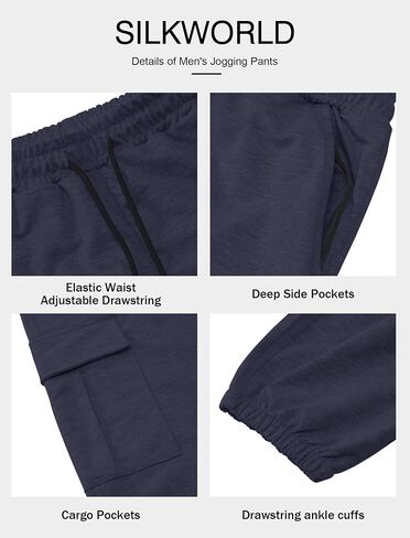 SILKWORLD Mens Sweatpants Casual Cargo Pants Drawstring Hiking Pants Workout Tactical Joggers Sweatpants for Men in Saudi Arabia