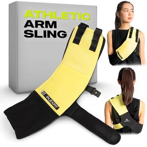 Athletic Arm Sling Class A Medical Device - Shoulder Sling Immobilizer for Injury Support - For Elbow & Wrist Too - Men & Women (Large Left, Yellow & Black) in Saudi Arabia
