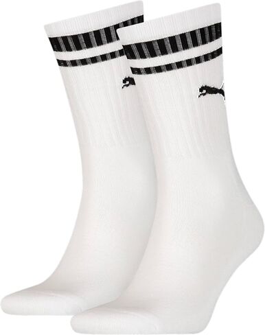 PUMA Crew Heritage Stripe Cushioned Unisex Sports Crew Socks White (2 Pack) in Saudi Arabia
