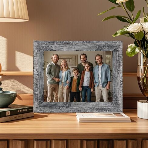 مجموعة إطار صور زجاجي مع اثنين 8 × 10، أربعة 5 × 7، أربعة 4 × 6، إطار جداري لمعرض الكولاج الريفي، إطارات صور خشبية لبيت المزرعة لديكور معرض جدار غرفة المعيشة أو المكتب، أسود ريفي in Saudi Arabia