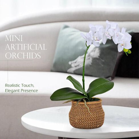 Artificial Orchids in Pot, Real Touch, Artfully Crafted Phaleanopsis Bonsai, Faux Orchid, Fake Orchid Flowers White with a Silver Ceramic Vase, Perfect for Home, Office,Hotel Decor in Saudi Arabia