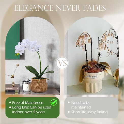 Artificial Orchids in Pot, Real Touch, Artfully Crafted Phaleanopsis Bonsai, Faux Orchid, Fake Orchid Flowers White with a Silver Ceramic Vase, Perfect for Home, Office,Hotel Decor in Saudi Arabia