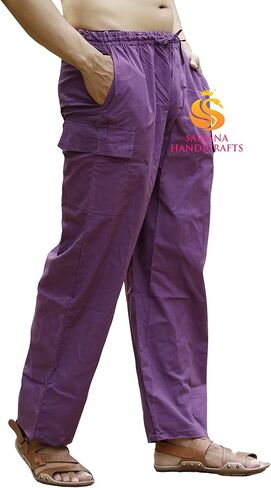 SARJANA HANDICRAFTS Mens Womens Unisex Cotton Cargo Pants Harem Yoga Trousers Boho Pants in Saudi Arabia