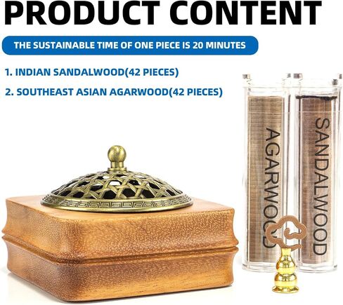 Incense burner, incense burner base, wooden incense burner with incense tablets and fireproof cotton. Ideal for gifts, aromatherapy, outdoor and ceremonial uses, decoration and more... in Saudi Arabia