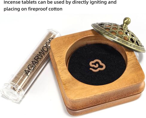 Incense burner, incense burner base, wooden incense burner with incense tablets and fireproof cotton. Ideal for gifts, aromatherapy, outdoor and ceremonial uses, decoration and more... in Saudi Arabia