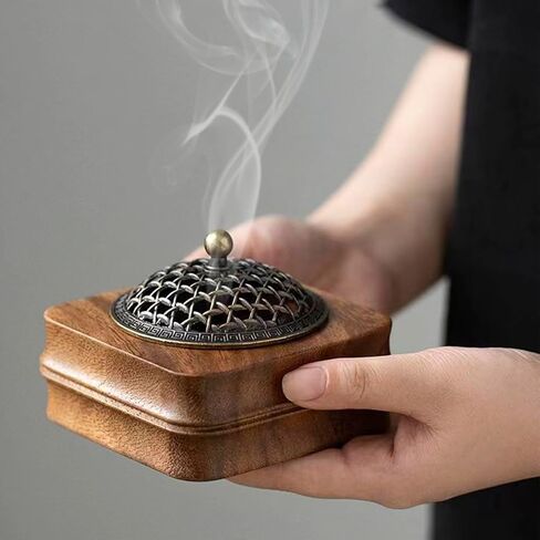 Incense burner, incense burner base, wooden incense burner with incense tablets and fireproof cotton. Ideal for gifts, aromatherapy, outdoor and ceremonial uses, decoration and more... in Saudi Arabia