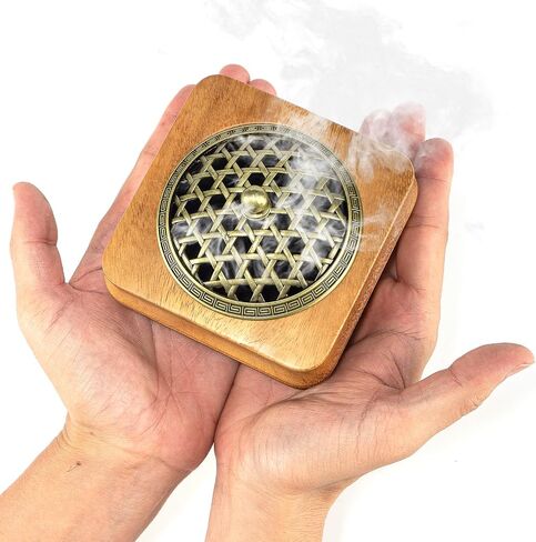 Incense burner, incense burner base, wooden incense burner with incense tablets and fireproof cotton. Ideal for gifts, aromatherapy, outdoor and ceremonial uses, decoration and more... in Saudi Arabia