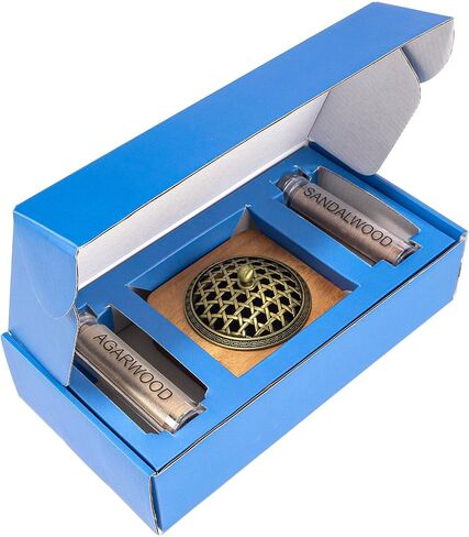 Incense burner, incense burner base, wooden incense burner with incense tablets and fireproof cotton. Ideal for gifts, aromatherapy, outdoor and ceremonial uses, decoration and more... in Saudi Arabia