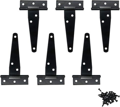 T-Strap Hinge 3" Gate Shed Door Hinges Barn Tee Hinge Heavy Duty for Wooden Fence Pet House Iron Hardware Zinc-Plated with Screws (Galvanized) in Saudi Arabia