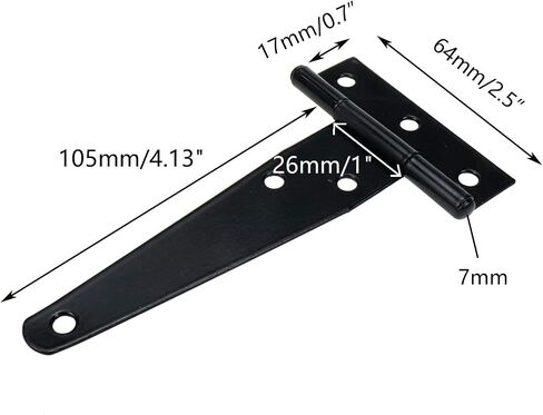 T-Strap Hinge 3" Gate Shed Door Hinges Barn Tee Hinge Heavy Duty for Wooden Fence Pet House Iron Hardware Zinc-Plated with Screws (Galvanized) in Saudi Arabia