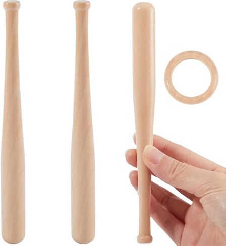 GORGECRAFT 3PCS 7 Inch Baseball Bat 1PC Wooden Baseball Ring Unfinished Mini Baseball Bat Unpainted Wood Bats for Painting Keychain Action Figures DIY Craft Projects Ball Sports Party Favors in Saudi Arabia