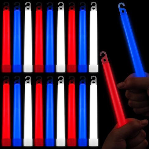 72 قطعة من عصي التوهج الوطنية باللون الأحمر والأبيض والأزرق من LEIFIDE مقاس 6 بوصات للمشي لمسافات طويلة وعصي توهج للطوارئ السائبة وعصي مضيئة لحفلات الرابع من يوليو والمسيرات والهدايا in Kuwait