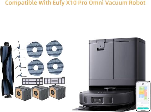Vacuum Accessories For Eufy X10 Pro Omni Cleaner Robot-14 PCS(1 Main Brush+4 Mop Pads+4 Side Brush+2 Hepa Filter+3 Dust Bag) … in Saudi Arabia