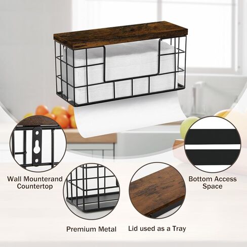 موزع المناشف الورقية الخشبي على الحائط، موزع المناشف الورقية المعدنية مع غطاء خشبي، طية C تجارية، طية Z، موزع مناشف ورقية ثلاثي الطي، حامل مناشف ورقية مثبت على الحائط للحمام والمطبخ in Kuwait