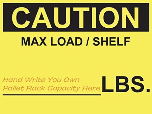 Pallet Rack Capacity Label, 3×4″ (76.2×101.6mm) Caution Max Load/Shelf LBS, Industrial Strength Warehouse Cross Beam Safety Warning Self-Adhesive PVC Sticker, British Unit, BU_B_1, Pack of 25 PCS in Saudi Arabia