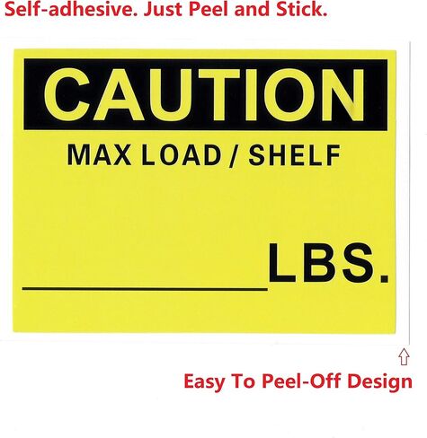 Pallet Rack Capacity Label, 3×4″ (76.2×101.6mm) Caution Max Load/Shelf LBS, Industrial Strength Warehouse Cross Beam Safety Warning Self-Adhesive PVC Sticker, British Unit, BU_B_1, Pack of 25 PCS in Saudi Arabia