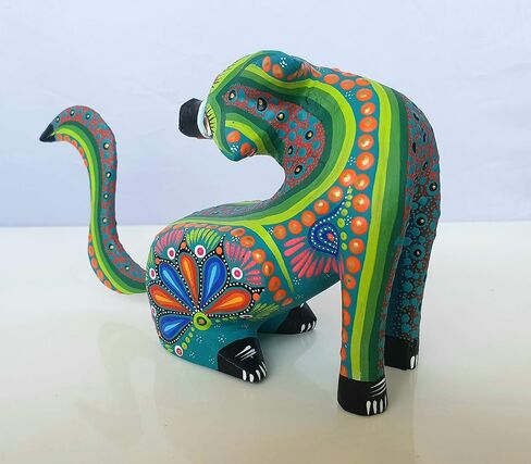 ALKIMIA INC Mexican Alebrije Seated Coyote Wood Carving Handcrafted Sculpture (Black) in Saudi Arabia