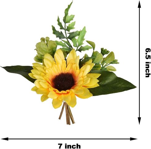 DearHouse 6 Pack Artificial Sunflowers Bouquet, 12in Silk Sunflower Fake Sunflower Artificial Silk Flower Bouquet for Home Wedding Bride Holding Flowers Floral Decor in Saudi Arabia