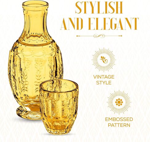 Elle Decor Vintage Bedside Water Carafe with Tumbler Glass – Elegant Pitcher and Matching Drinking Cup Doubles As Lid (Blue) in Saudi Arabia