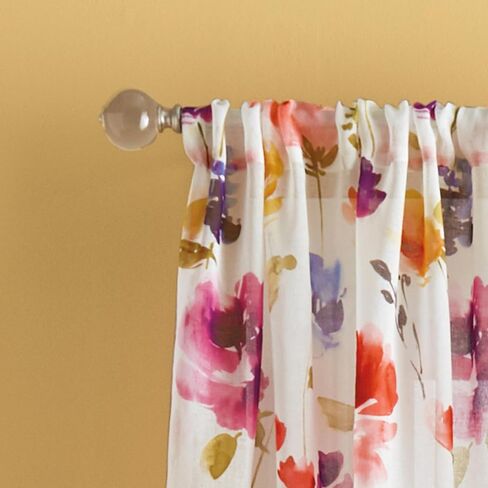 CHF Sabel Watercolor Floral Print Rod Pocket Single Curtain Panel, 63-inch, Multi in Saudi Arabia