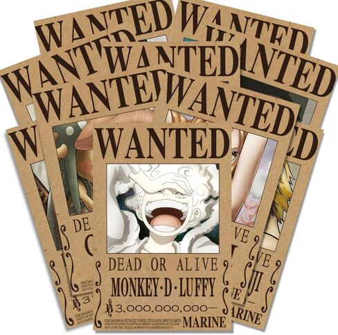 CZWraithen Anime Wanted Poster Set Bounty Wanted Anime Wall Art Posters & Prints for Room Decor Aesthetic and Gifts 9 piece set 8x12inch Unframed, style-2 in Saudi Arabia