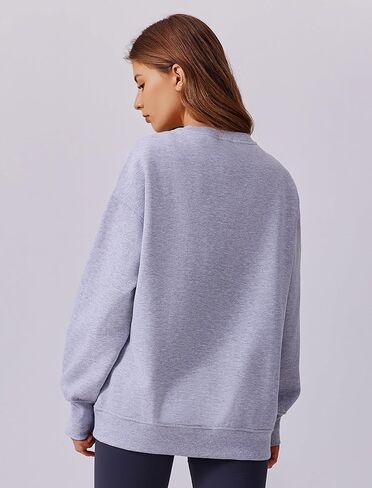 PINSPARK المرأة البلوز Crewneck الصوف البلوز القمم المتضخم قمصان ثقيلة مع جيوب الإبهام 2024 ملابس الخريف in Saudi Arabia
