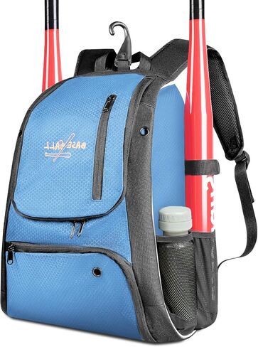 Baseball Bag Backpack,T-Ball Softball Equipment Bag with Shoe Compartment,Outdoor Lightweight Baseball Bat Bag Duffle Gear Bag for Baseball/Softball/Lacrosse (Blue) in Saudi Arabia