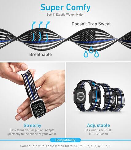 أحزمة ساعة أبل من النايلون للجنسين - iWatch 1/2/3/4/5/6/7/8/9/SE/Ultra 2 حزام لـ 38 ملم/40 ملم/41 ملم/42 ملم/44 ملم/45 ملم/49 ملم - 1/4/6 /8 مجموعة متنوعة من المنتجات in Saudi Arabia