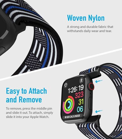 أحزمة ساعة أبل من النايلون للجنسين - iWatch 1/2/3/4/5/6/7/8/9/SE/Ultra 2 حزام لـ 38 ملم/40 ملم/41 ملم/42 ملم/44 ملم/45 ملم/49 ملم - 1/4/6 /8 مجموعة متنوعة من المنتجات in Saudi Arabia