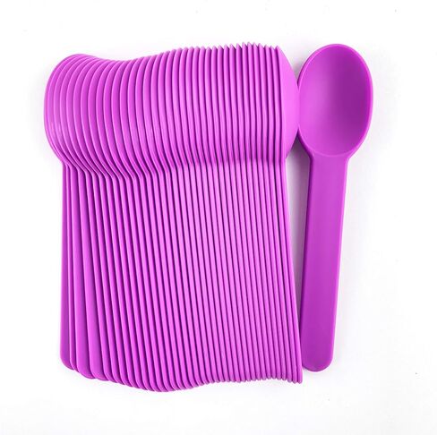 Disposable Mixed Corlor Eco-Friendly Plastic Spoons Frozen Yogurt Ice Cream Spoons,Frozen Dessert Spoons 50 Count in Saudi Arabia