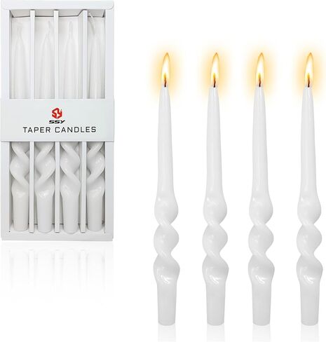 Colorful Candlestick Spiral Taper Candle, Gedengni 7.2inches Handcrafted Twisted Candlesticks Short Taper Candles Unscented Candle Sticks for Wedding Home Dinner Women Gifts,2S-Yellow Orange in Saudi Arabia