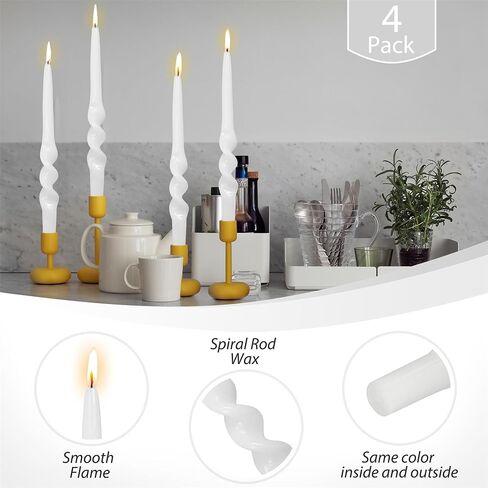 Colorful Candlestick Spiral Taper Candle, Gedengni 7.2inches Handcrafted Twisted Candlesticks Short Taper Candles Unscented Candle Sticks for Wedding Home Dinner Women Gifts,2S-Yellow Orange in Saudi Arabia